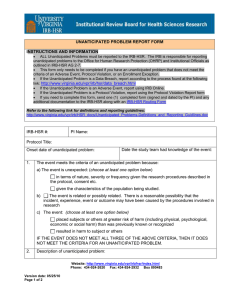 Unanticipated Problem Report Form