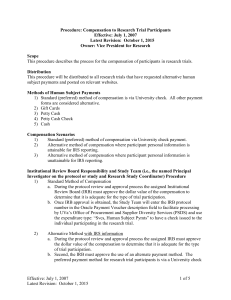 Research Participant Compensation Procedure