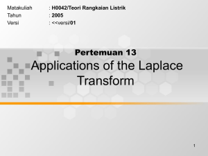 Applications of the Laplace Transform Pertemuan 13 Matakuliah