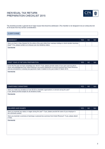 Individual income tax checklist 2015