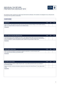 Individual income tax checklist 2014