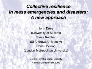 Collective resilience in emergencies and disasters: A new approach.