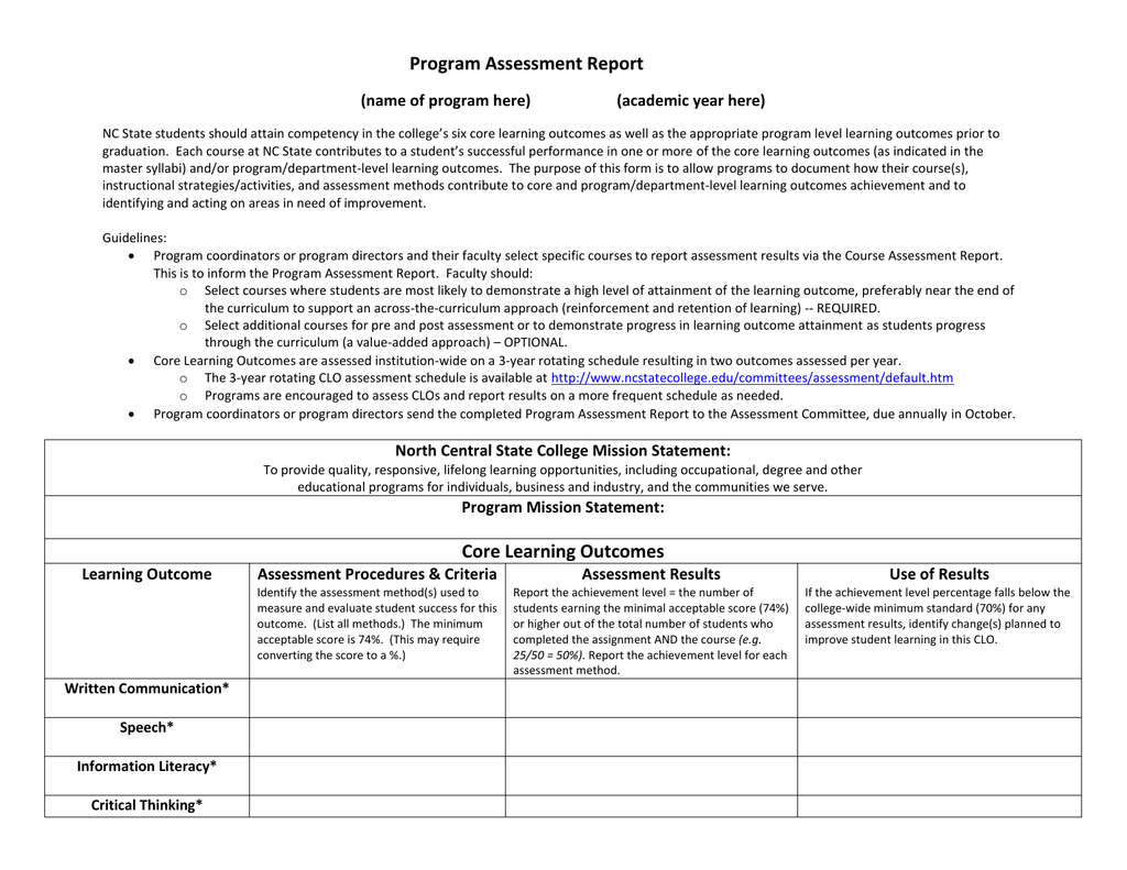 Program Evaluation Report Template