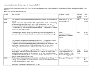 Assessment Committee Meeting Report for September 28, 2011