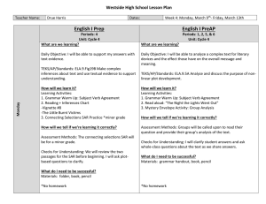 Week 10 Lesson Plan