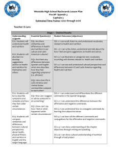 Westside High School Backwards Lesson Plan Pre-AP -Spanish 3 Capítulo 3