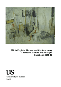 MA in Modern and Contemporary Literature, Culture Thought Course Handbook 2015-16 [DOC 1000.50KB]
