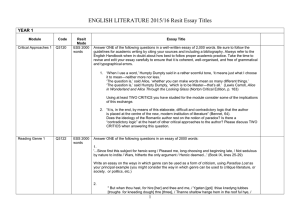 English Literature Modules - Resit Titles and Information