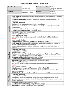 Lesson Plans AP Lang 2/9-13