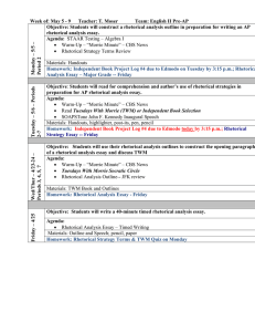 Pre-AP Week 33 Lesson Plans