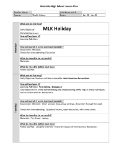 MLK Holiday Westside High School Lesson Plan