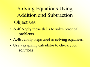 Solving One-Step Equations using Addition and Subtraction PPT