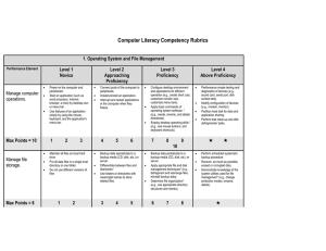 Computer Literacy Competency Rubric.