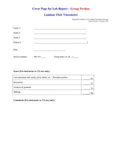 Cover Page for Lab Report –  Laminar Flow Viscometer Group Portion