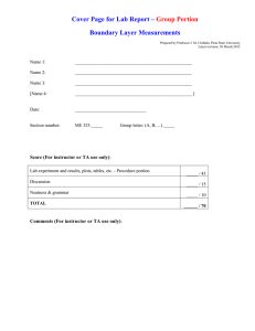 Cover Page for Lab Report –  Boundary Layer Measurements Group Portion