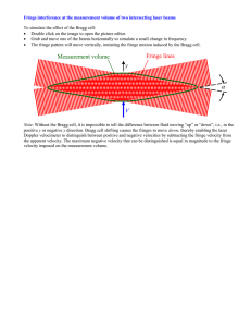 Fringe interference at the measurement volume of two intersecting laser...  To simulate the effect of the Bragg cell: