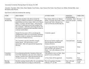 Assessment Committee Meeting Report for January 20, 2005