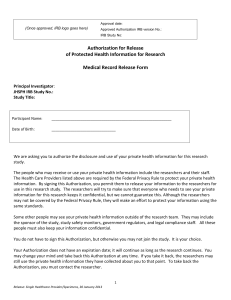 Combined medical records release form/HIPAA authorization