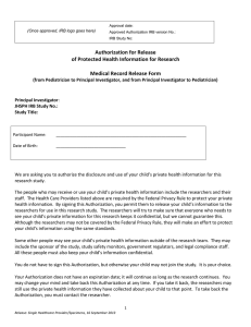 Combined medical records release form/HIPAA authorization- child