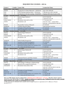 Required PhD Courses for 2015-16