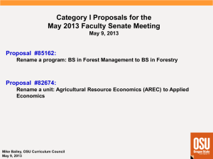Category I Proposals for the May 2013 Faculty Senate Meeting