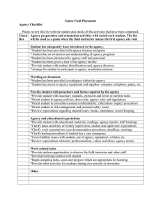 Senior Field Placement Agency Checklist