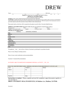Admission Physical Exam Form