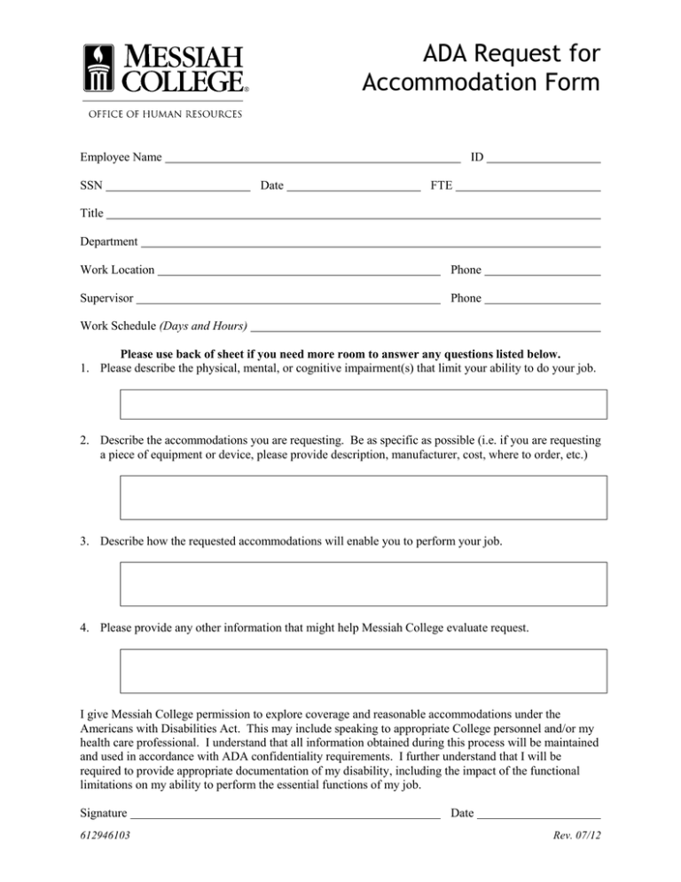 ADA Request for Form