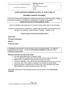 Written Consent Form (no HIPAA Authorization)