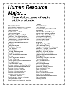 Human Resource Major…. Career Options…some will require additional education
