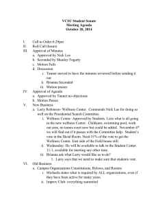 VCSU Student Senate Meeting Agenda October 20, 2014