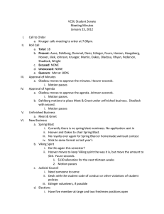 VCSU Student Senate Meeting Minutes January 23, 2012