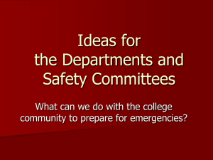 Ideas for the Departments and Safety Committees