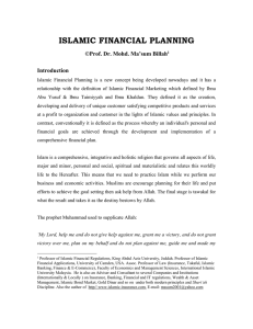 ISLAMIC FINANCIAL PLANNING ©Prof. Dr. Mohd. Ma’sum Billah  Introduction