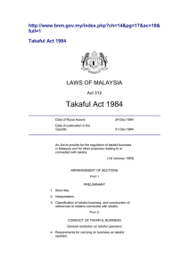 Takaful Act 1984 LAWS OF MALAYSIA  full=1