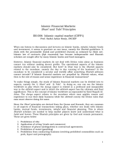 Islamic Financial Markets: IB1006  Islamic capital market (CIFP1) Shari’