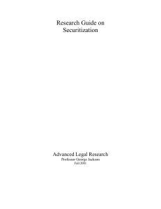 Research Guide on Securitization  Advanced Legal Research
