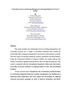 Ownership structure and Earnings Management in Emerging Markets: the Case...  Nedal Al-Fayoumi Department of Finance