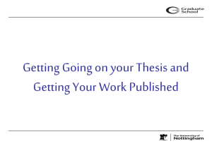 Getting Going on your Thesis and Getting Your Work Published