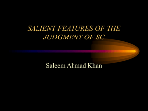 SALIENT FEATURES OF THE JUDGMENT OF SC Saleem Ahmad Khan