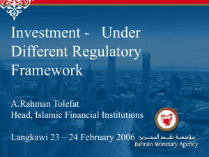 Investment - Under Different Regulatory Framework A.Rahman Tolefat