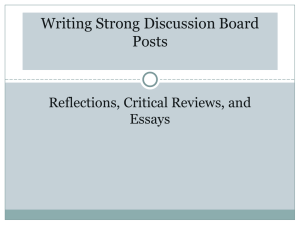 Writing Strong Discussion Board Posts, Reflections, Critical Reviews, and Essays Powerpoint