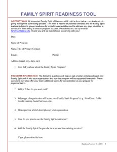 fill out the Family Spirit Readiness Tool