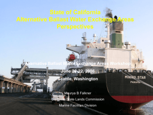 State of California Alternate Ballast Water Exchange Areas Perspectives