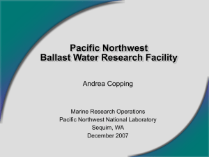 Ballast Water Research Facility, Andrea Copping, PNW National Laboratory, Sequim, WA