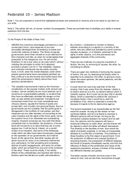 Summary Of Federalist 10 (Paragraph-by