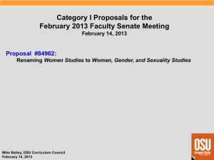Category I Proposals for the February 2013 Faculty Senate Meeting