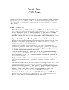 Executive Report FY 2013 Budget