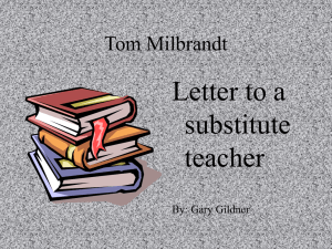 Letter to a substitute teacher Tom Milbrandt