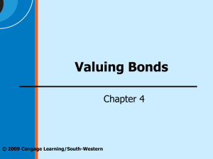 Valuing Bonds Chapter 4 © 2009 Cengage Learning/South-Western